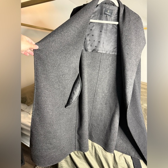 Amberleaf Wool Wrap Belted Coat Womens L Black Gray Jacket Quiet Luxury MobWife - Picture 5 of 5